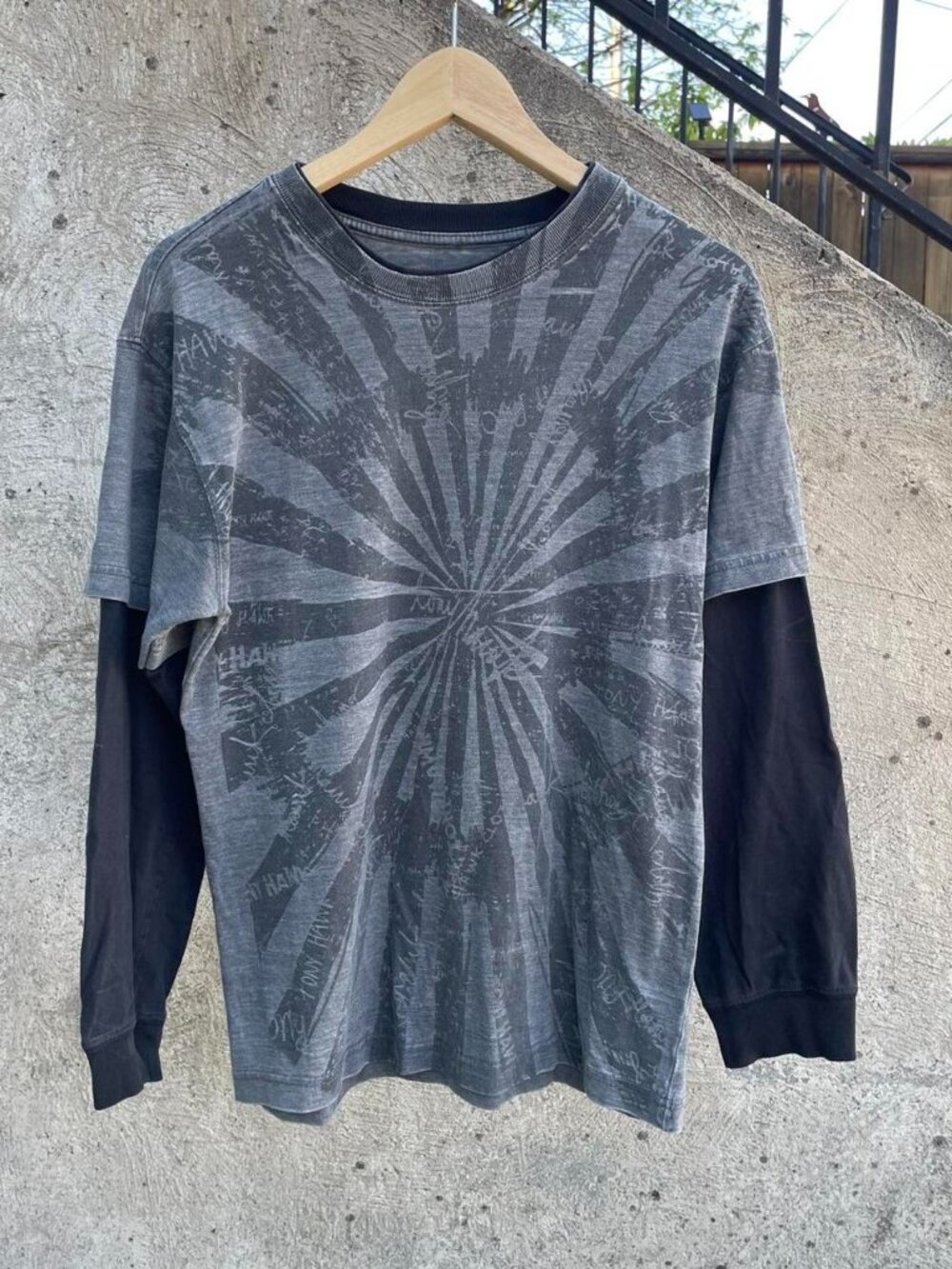 Y2k Tony Hawk double layer skater long sleeved shirt size men's small
